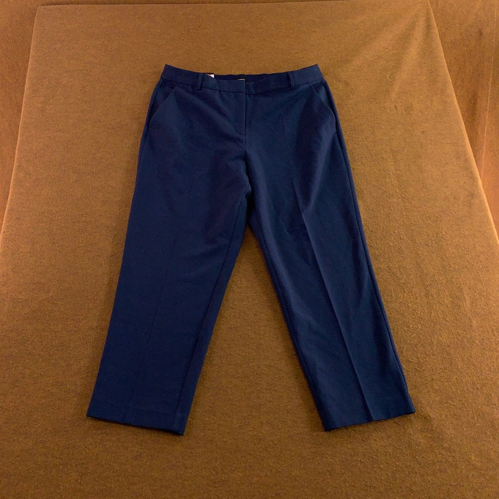 Express Womens 16 Navy Blue Stretch Mid Rise Cropped Ankle Pants NWT